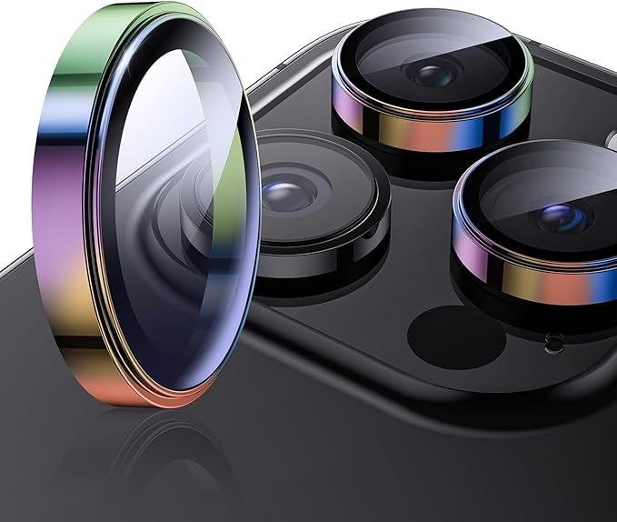 Hoerrye [3+1] for phone 15 Pro Max/phone 15 Pro Camera Lens Protector, [Keep Lens Original Design] [Truly Shatterproof] 9H Tempered Glass Camera Cover Screen Protector Accessories,Colorful 2 Pack