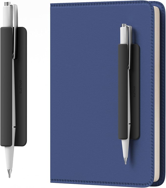 ELETIUO Pencil Holder For Most Pens,Pencils,Self-Adhesive Stick To Notebooks,Diary,Desks,Whiteboards Or Any Surface,Silicone Pen Holder For Home,Office And Desk Organization,Black