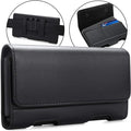 BECPLT for Galaxy S24 Ultra S23 Ultra 5G S22 Ultra 5G Holster Case, Leather iPhone 15 Pro Max Belt Clip Holster Pouch Carrying Sleeve with ID Card Holder for Galaxy A14 A12 A42 Note 20 Ultra (Black)