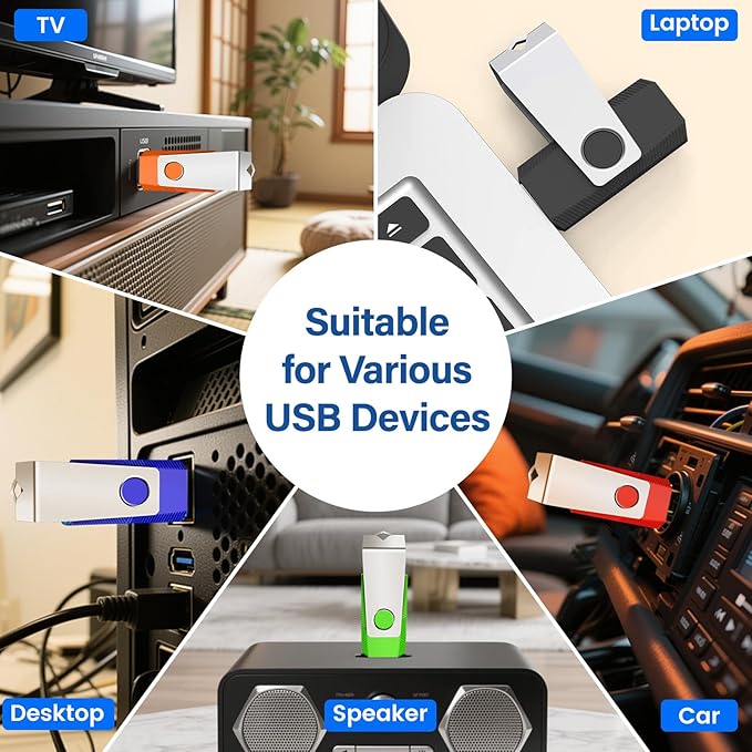 4GB Flash Drive 20 Pack, Wooolken USB 2.0 Memory Stick with Lanyards Swivel USB Stick for Data Storage and Backup (Mixed Colors)
