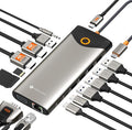 NOVOO USB C Docking Station Dual Monitor, 15 in 1 Laptop Docking Station 3 Monitors with 2 HDMI,VGA,USB C/A Ports, 100W PD, RJ45, SD/TF and Audio, Multiport Adapter for MacBook/Dell/iPhone/HP/Lenovo