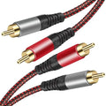 RCA Cable 10Ft,2Rca Male to 2-RCA Male Audio Stereo Subwoofer Cable [Hi-Fi Sound] Nylon-Braided Auxiliary Audio Cord for Home Theater, HDTV, Amplifiers, Hi-Fi Systems,Speakers and etc (10Ft)