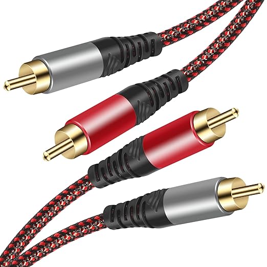 RCA Cable 6Ft,2Rca Male to 2-RCA Male Audio Stereo Subwoofer Cable [Hi-Fi Sound] Nylon-Braided Auxiliary Audio Cord for Home Theater, HDTV, Amplifiers, Hi-Fi Systems,Speakers and etc (6Ft)