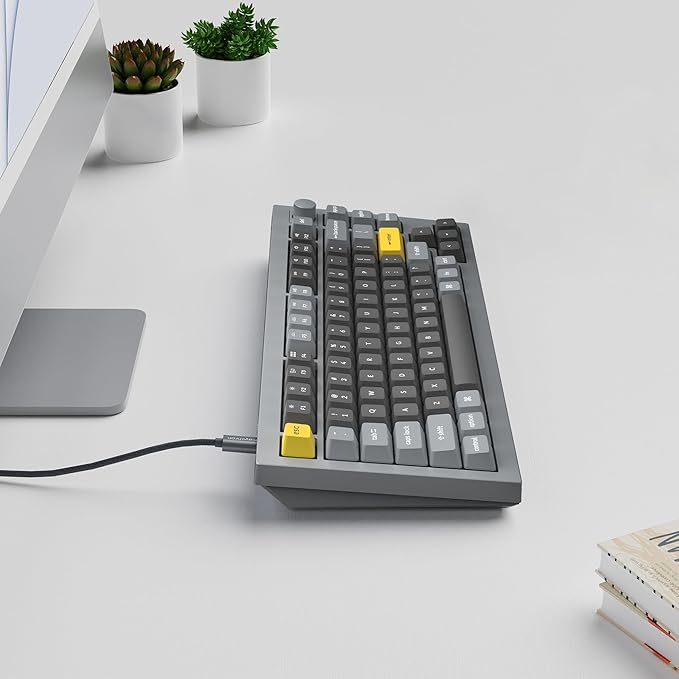 Keychron Q1 RGB Wired Custom Mechanical Keyboard Knob Version, 75% Layout QMK/VIA Programmable with Hot-swappable Gateron G Pro Brown Switch Double Gasket Compatible with Mac Windows Linux (Grey)