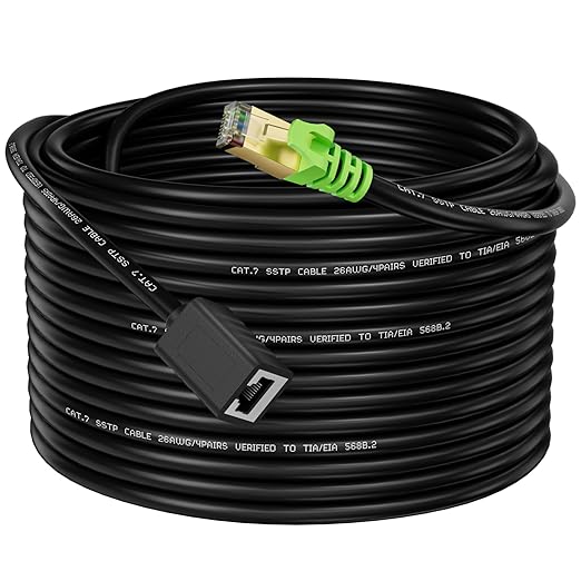 Ethernet Extension Cable 65ft, Network Cat6a Extension Patch Cable RJ45 Cords Shielded Male to Female Connector (65FT)