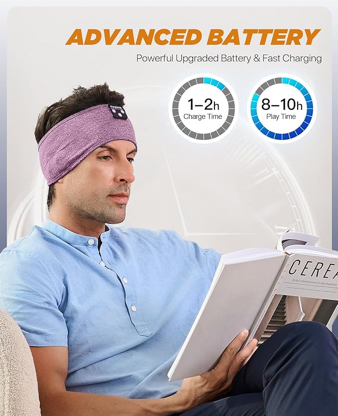 Perytong Sleep Headphones Bluetooth Headband, Headband Headphones - Image 7