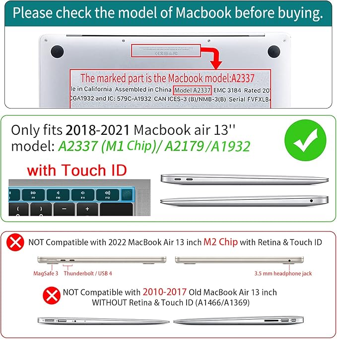 Teryeefi Compatible with MacBook Air 13 inch Case A2337 M1 Chip A2179 A1932 (Release 2018-2020),Protective Slim Cover + Keyboard Cover for 13.3 inch MacBook Air Retina Display & Touch ID, Art Florals