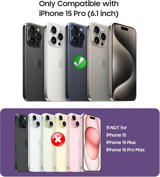 Magnetic for iPhone 15 Pro Case [Compatible with MagSafe][Built-in Camera Lens Protector] Slim Soft Silicone Bumper Shockproof Metallic Shine Phone Case (Black)