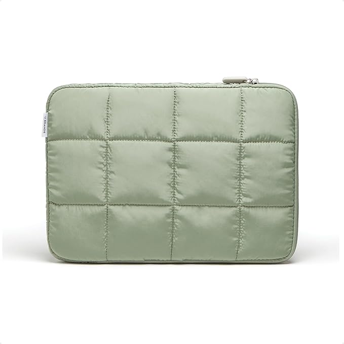 U Brands Nylon Puffer Zipping Medium Laptop Sleeve, 9.75" x 13", Computer Accessories, Laptop Bag for MacBook Pro, MacBook Air, Chromebook, HP Computer, Matcha Green