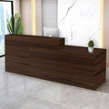 Reception Desk with Counter Modern Checkout Counter with Lockable Drawer Keyboard Tray Receptionist Desk for Office Salon Reception Table B Right 63inch/160cm