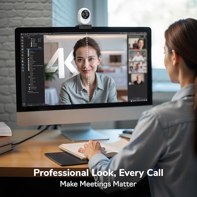 EMEET Piko+ Webcam 4K, World’s 1st Dual-Camera AI-Powered 4K Camera, 1/2.55'' Sony Sensor, 3 Mics&3 Sound Modes, Panda Magnetic Privacy Cover, USB C-C&C-A, Ideal for Livestreamers and Content Creators