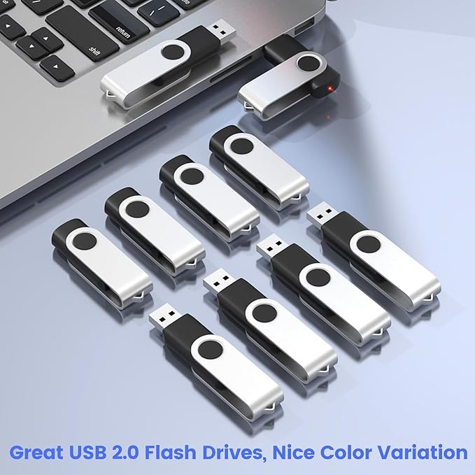 ABLAZE 8GB Flash Drives 500 Pack, USB 2.0 Thumb Drives Bulk Swivel Memory Stick Bulk USB 500 Pack Pendrives 8GB (Black)