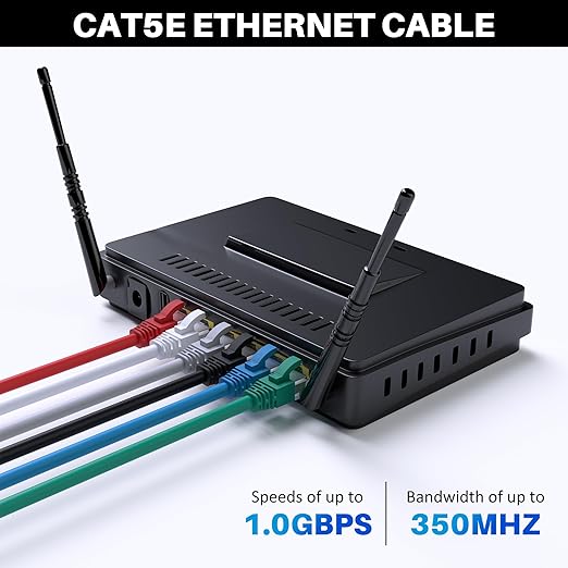 Cat5e Ethernet Cable 200 FT, Long Cat 5e Internet Cable, Black Snagless Patch Cord, Flexible, Network, LAN, PoE, Standard RJ45 Connector for PC, Server, Router, Modem, TV, PS5 - with 15 Cable Ties