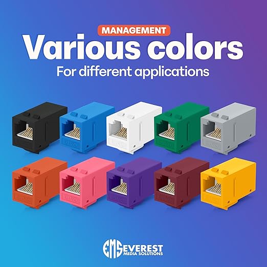 Everest RJ45 CAT6 Keystone Coupler in White (12-Pack) - RJ45 Coupler - Cat6 Keystone Jacks