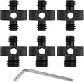 Camera Mount Screw 1/4" Male to 1/4" Male & 1/4" to 3/8" Tripod Screw Adapter with Hole 7 Pcs Set for Camera Tripod Mount Light Stand DSLR Equipped with Hex-L Key (Black)