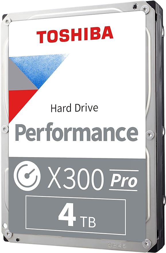 Toshiba X300 PRO 4TB High Workload Performance for Creative Professionals 3.5-Inch Internal Hard Drive – Up to 300 TB/Year Workload Rate CMR SATA 6 GB/s 7200 RPM 512 MB Cache - HDWR740XZSTB