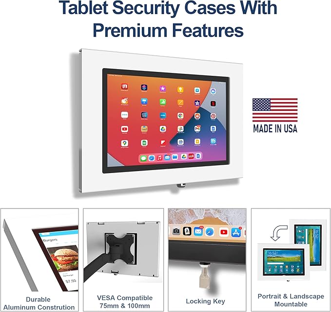 TABcare Locking Security Metal Case for Apple iPad 2 3 4 Tablet for Kiosk, POS, Store, Show Display (Black, iPad 2/3/4 9.7")