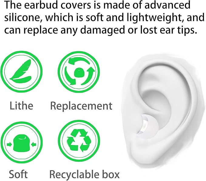 Replacement Earbud Tips Silicone Earbud Covers Fit Most in-Ear Earbuds - Image 4