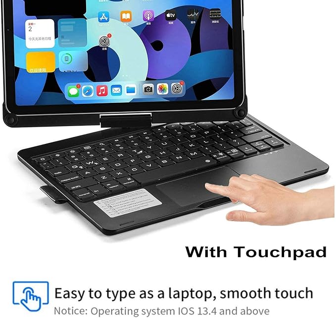 Rotatable Keyboard Case for iPad Air 11 Inch (M3/M2)/ Air5/Air4/iPad Pro11 2022/2021/2020, Backlits Bluetooth Touchpad Keyboard Smart Cover with Pencil Holder, Silver