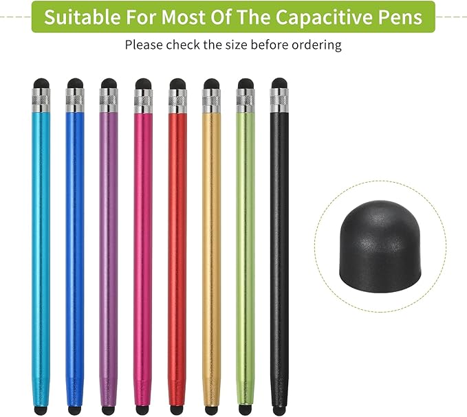 MECCANIXITY 60Pcs Replacement Stylus Pen Tips 7.5mm Conductive Capacitive Touch Screen Pens Tips Silicone Rubber, Black