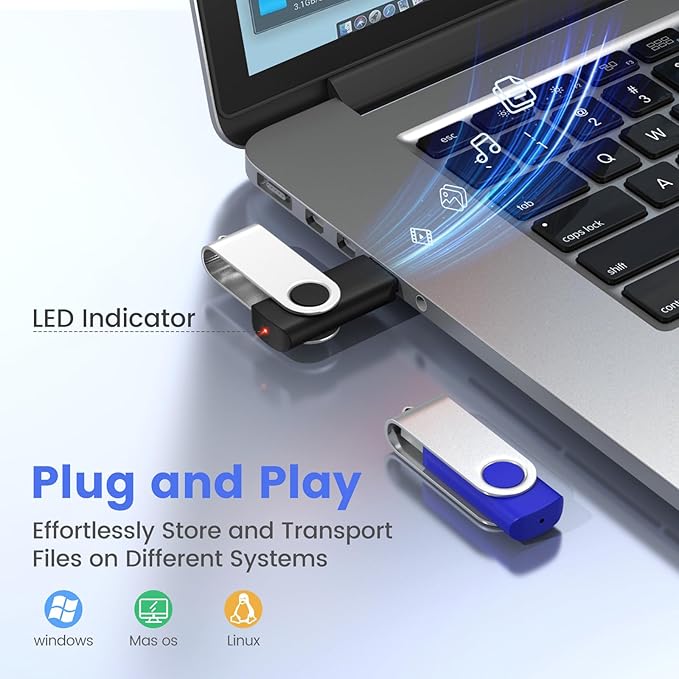 ABLAZE 32GB Flash Drives 500 Pack, USB 2.0 Thumb Drives Bulk Swivel Memory Stick Bulk USB 500 Pack Pendrives 32GB (Mixcolors)