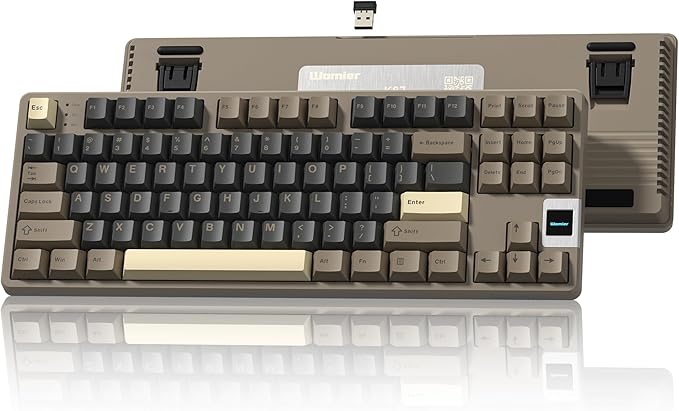 QK87 75% Keyboard with Multimedia Screen, QMK/VIA Wireless Gaming Keyboard, Creamy Mechanical Key Board,3-Mode RGB Custom Gasket Hot Swappable for Windows&Mac, POM Linear Switch (Green Brown)