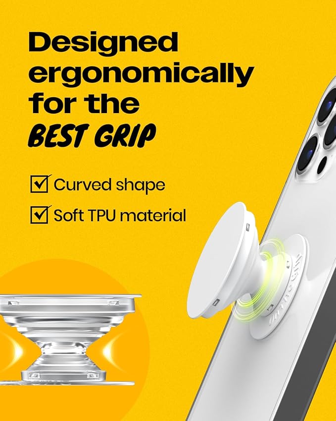 Solid Color Button Phone Grip – Minimalist Design, Durable and Lightweight, Grip and Stand for Smartphones (Black, Adhesive Type)