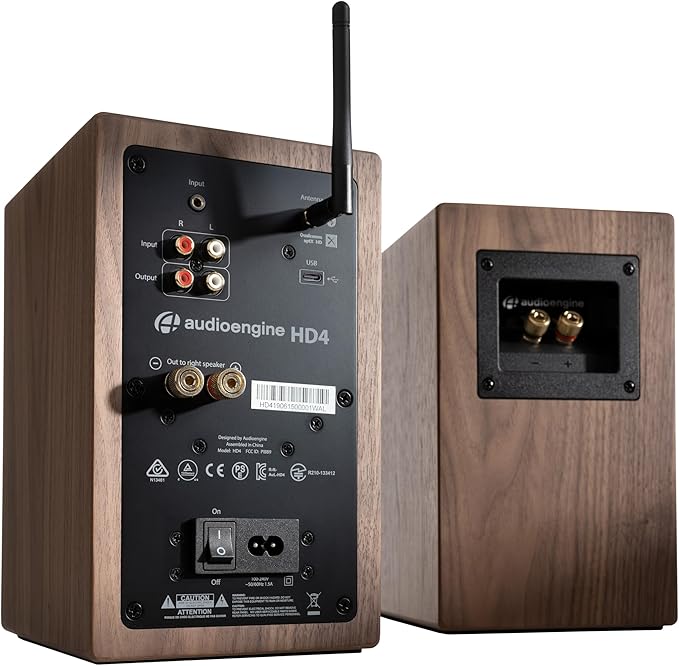 Audioengine HD4 24 Bit Bluetooth Bookshelf Speakers - TVs, Desktops, Stereos, Music, Movies and Gaming - Bluetooth aptX Adaptive 5.3