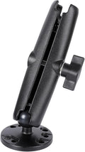 1" Ball Double Socket Arm with AMPS Hole Round Plate Base, Aluminum Alloy Arm&Drill Base, Compatible with RAM Mounts 1 Inch Ball Components, for Bike Car Motorcycle Phone Mount (6.69" Length)