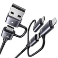 240W Multi Charging Cable, 4ft 6-in-1 USB C Cable Fast Charging Cords with USB-C/A Ports to IP/Type C/Micro Connectors for Pad/Cell Phones/Tablets/Laptop
