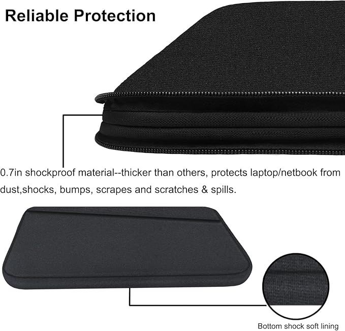 15 Inch Laptop Sleeve, Durable Computer Carrying Bag Protective Case Cover Briefcase Handbag with Front Pocket, Slim Laptop Case Cover for 15.4 Inch HP, Dell, Lenovo, Asus, Notebook, Black