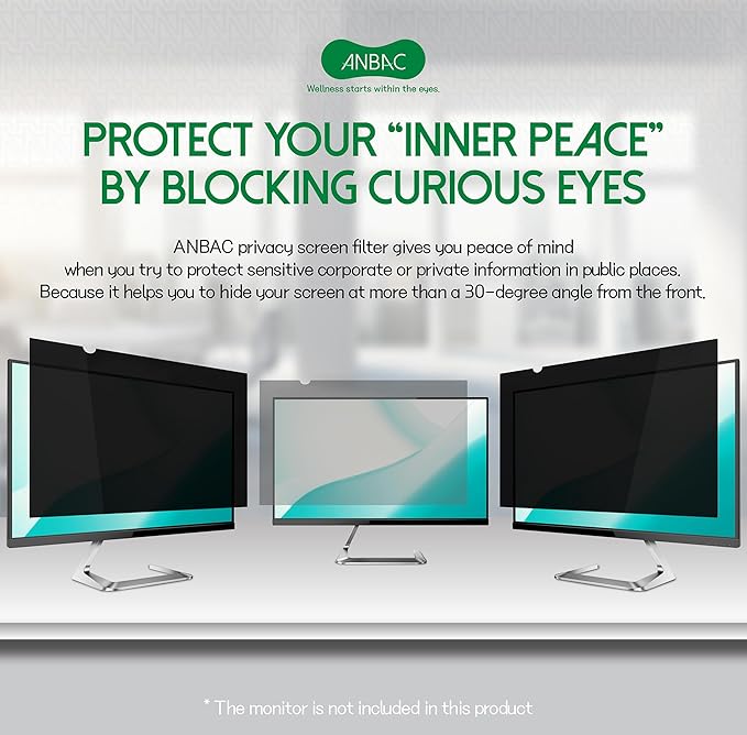26 Inch Desktop Privacy Screen Shield for 16:10 Wide Monitor - Anti Glare Computer Privacy Screen Cover | Blue Light Blocking Screen Protector | Scratch Resistant UV Filter | Attachment Type