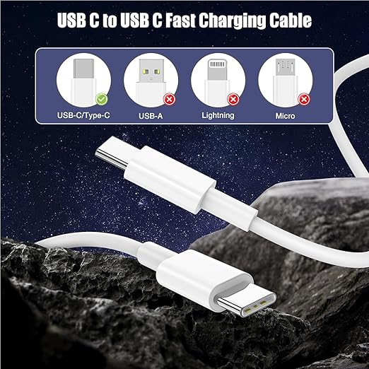 2-Pack 10FT 60W USB C to USB C Cable, Type C to Type C Cable,Fast Charging Cable Compatible with iPhone 15/Plus/15 Pro/Pro Max，Samsung Galaxy S23 S22, iPad Pro, MacBook Air and More