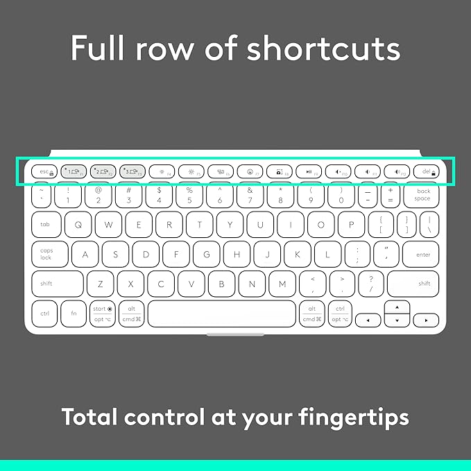 Logitech Keys-to-GO 2 Portable Compact Wireless Keyboard with Built-in Cover, Slim Tablet Keyboard for iPad, iPhone, Mac, Apple TV - Pale Grey
