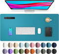 Aothia Leather Desk Pad Protector, Mouse Pad, Office Desk Mat, Non-Slip PU Leather Desk Blotter, Laptop Desk Pad, Waterproof Desk Writing Pad for Office and Home (Turquoise,31.5" x 15.7")