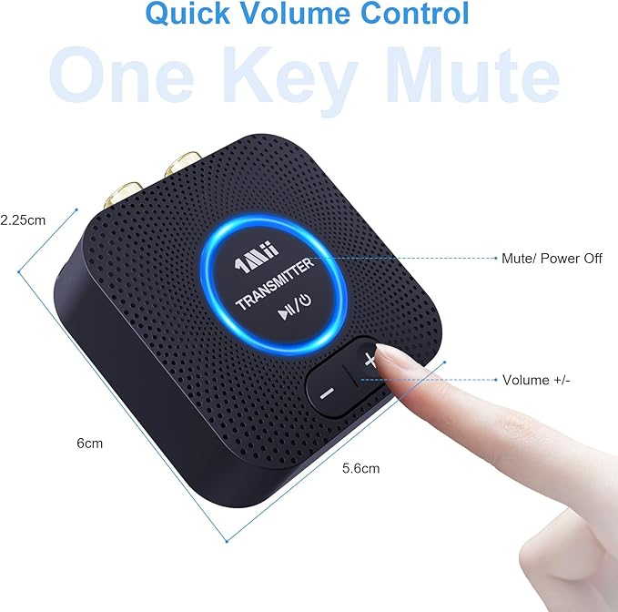 1Mii 2.4GHz Wireless Audio Transmitter Receiver Set for TV, 260Ft/80M Long Range 25ms Low Latency with AUX RCA in/Out,Wireless Audio Adapter for TV PC Powered Speaker Amplifier Soundbar