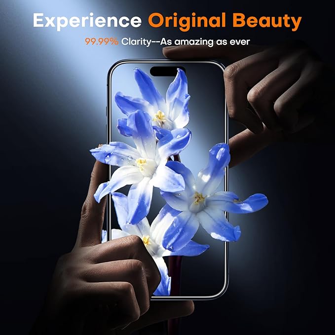 TOCOL for iPhone 15 Pro Max Screen Protector 9H Hardness Military Grade Shatterproof HD Tempered Glass for Full Coverage Easy Installation 2 Pack