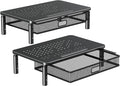ELIVED 2 Pack Monitor Stand Riser with Drawer, 3 Height Adjustable with Larger Storage Space for Home and Office Supplies, Metal Desktop Stand for Laptop Computer Printer PC iMac