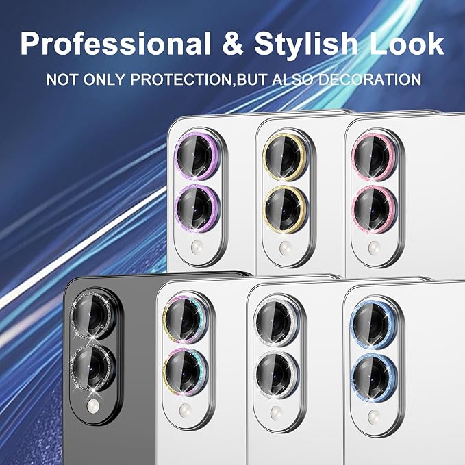 for Samsung Galaxy S25 Edge Camera Lens Protector, Individual Metal Ring Tempered Glass Lens Cover, [Strong Adsorption] Scratch Resistant Ultra-Thin HD Clear Lens Cover, 1 Set-Purple Sparkly
