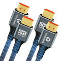 8K 4K HDMI Cable 3.3FT 2 Pack, High Speed Braided HDMI to HDMI 2.1 Cord Supports 8K@60Hz, 4K@120Hz 144Hz 48Gbps Compatible with Roku TV/PS5/HDTV/Blu-ray