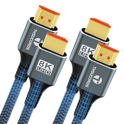 8K 4K HDMI Cable 3.3FT, High Speed Braided HDMI to HDMI 2.1 Cord Supports 8K@60Hz, 4K@120Hz 144Hz 48Gbps Compatible with Roku TV/PS5/HDTV/Blu-ray