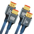 8K 4K HDMI Cable 1.6FT 2 Pack, High Speed Braided HDMI to HDMI 2.1 Cord Supports 8K@60Hz, 4K@120Hz 144Hz 48Gbps Compatible with Roku TV/PS5/HDTV/Blu-ray