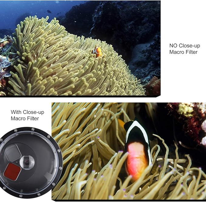 Dome Port for GoPro Hero 8 Black, Dome Port Lens with Waterproof Housing Case, Trigger, Floating Hand Grip, Built-in Switchable Red Filter and 10x Macro Filter