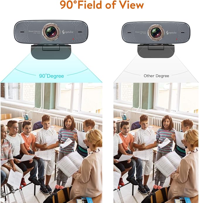 Angetube 1080P Web Camera for Computer HD Webcam with Microphone - USB PC Camera with 90-Degree Wide Angle, Plug and Play for Zoom | Skype | Teams | Streaming | Video Calling