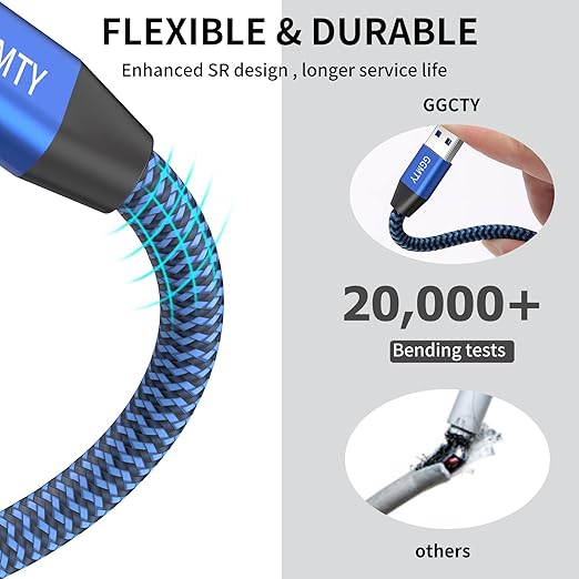 USB 3.0 Extension Cable 1.5 ft(2 Package), Type A Male to Female Extension Cord Durable Braided Material High Data Transfer Compatible with USB Keyboard,Mouse,Flash Drive, Hard Drive,Printer