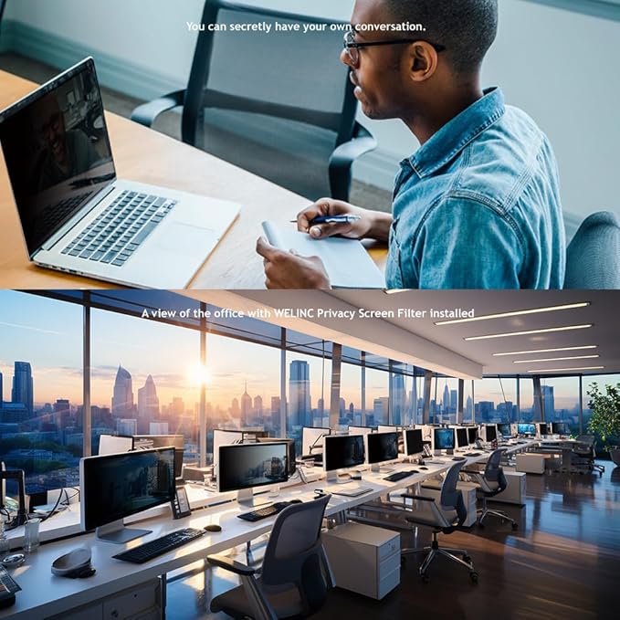 Welinc17 Inch - 16:10 Aspect Ratio - Laptop Privacy Screen Filter for Widescreen Laptop - Notebook - Anti-Glare - Anti-Scratch Protector Film - We Offer 2 Different 17" Filter Sizes