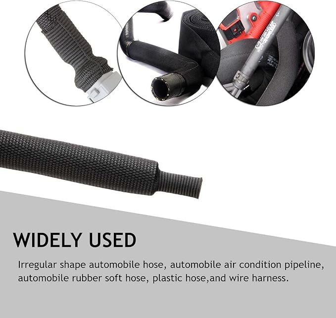 Heat Shrink Fabric Tubing Braided Sleeving 2:1 - Abrasion Protection Flexibility Wiring Harness Cable Sheath (3/8" ID, 30ft)