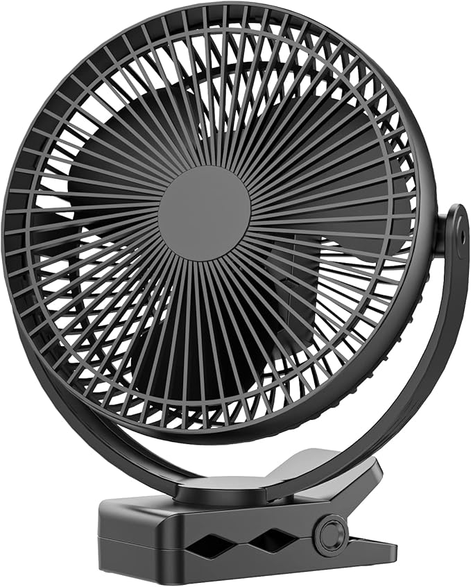 Clip Fan, 8 Inch Mini Quiet Desk Fan, 10000mAh USB Rechargeable Battery Operated Clip on Fan, USB Desk Fan, Portable Personal Small Fan For Desk, Office,Golf Cart