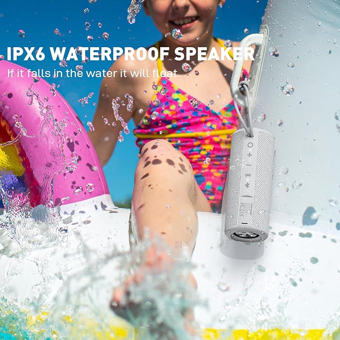 MIATONE Boombox Portable Bluetooth Speaker Wireless Outdoor Waterproof Speaker - Grey