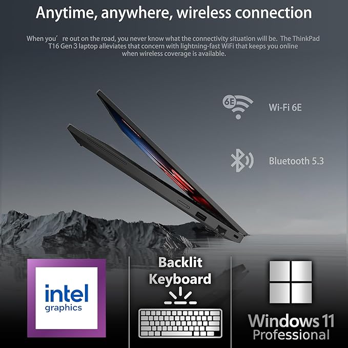 Lenovo ThinkPad T16 Gen 3 Business Laptop 16” FHD+ Display, Intel Ultra 5-125U (Beats i7-1355U), 16GB DDR5 RAM, 512GB SSD, 5MB Webcam, WiFi 6E + BT, RJ-45, HDMI, Win 11 Pro, 3 Yr Wty, Copilot, Black
